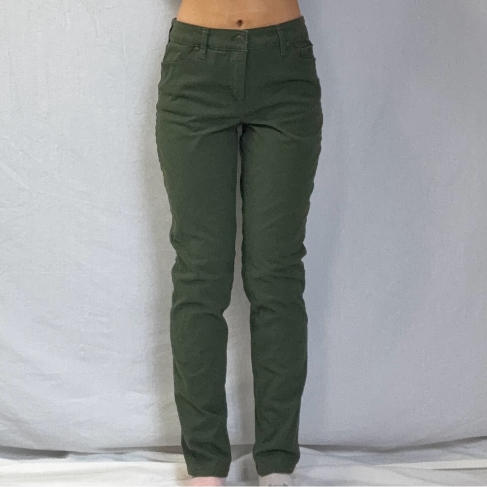 Women's Slim Straight Olive Green Pants